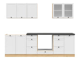 Junona Line kjøkkensett - Hvit/Eik - 260 cm
